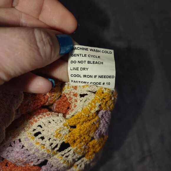 Boho Crochet Granny Square Tank Top Women's Yellow XS Rebellion Signature Knit - Picture 7 of 9